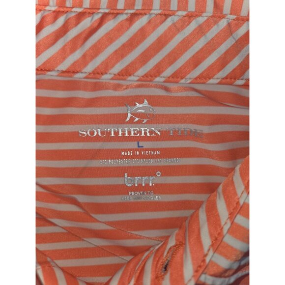 Southern Tide Brrr Mens Orange Striped Polo Large - Picture 5 of 6